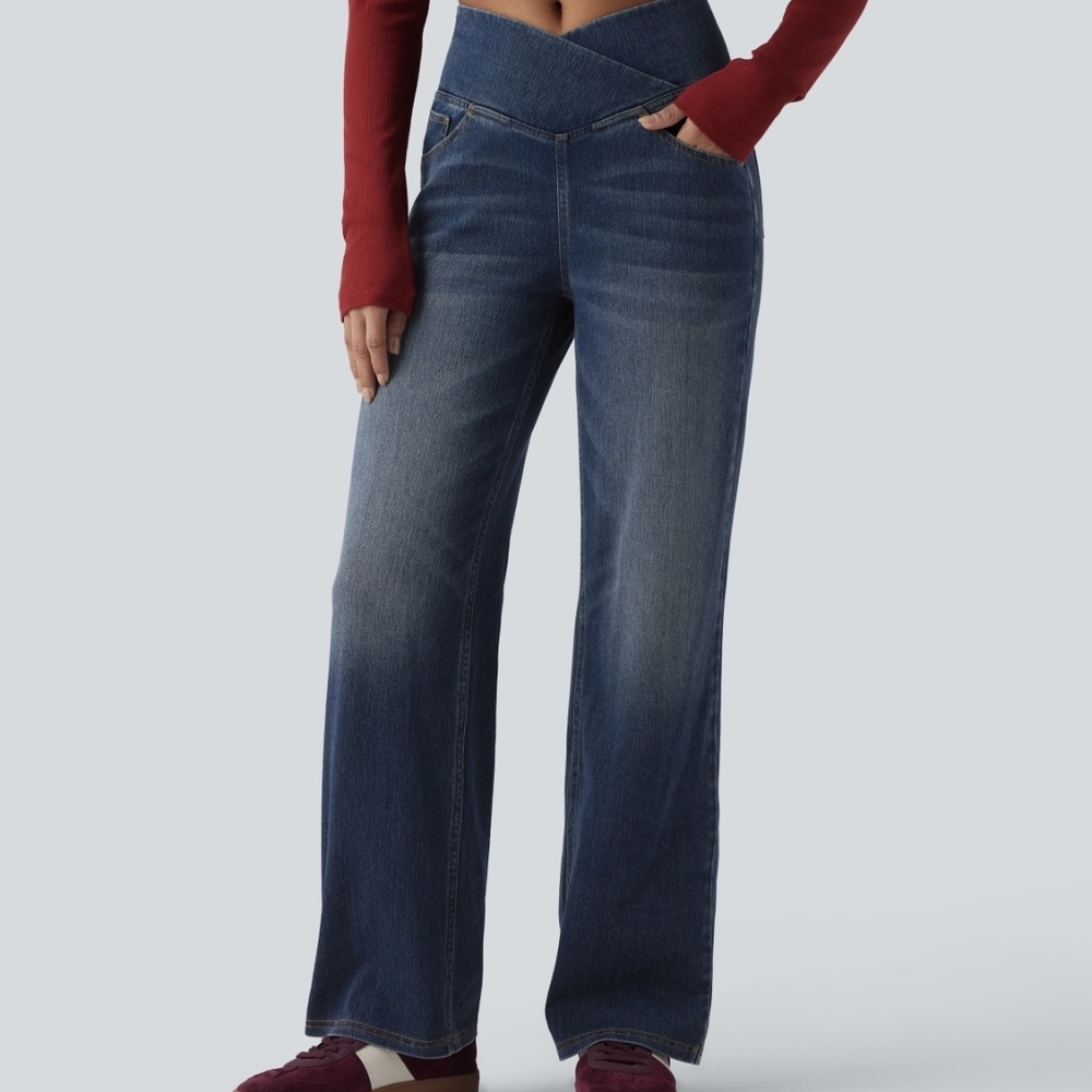 HALARA Women's Dark Blue Straight Leg Jeans